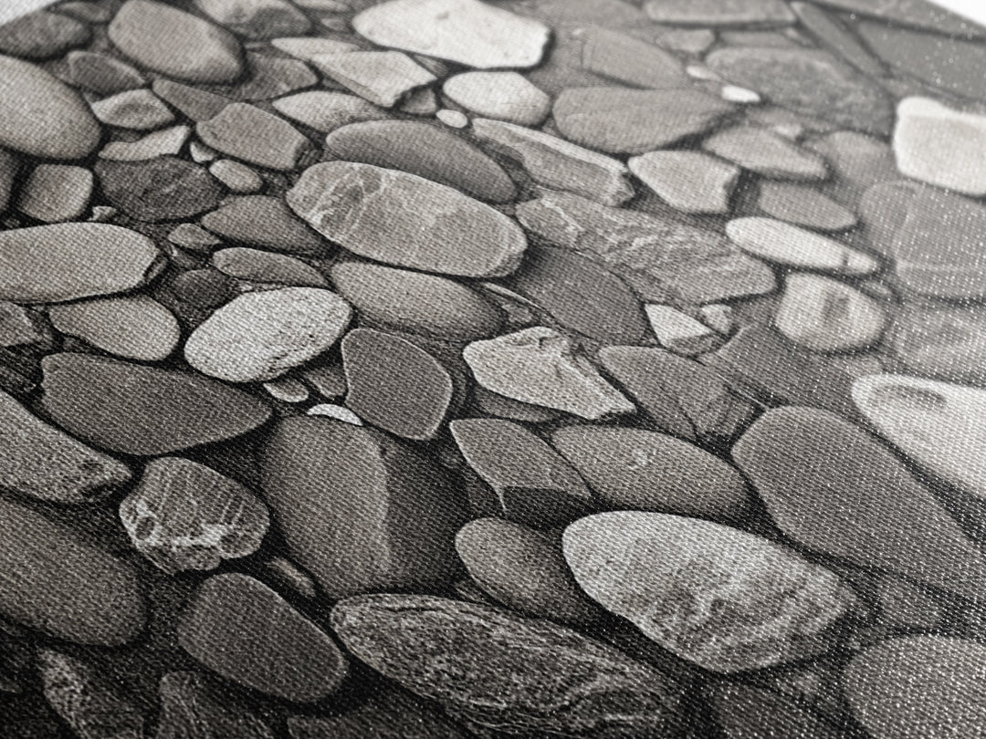 River Stones, Zen Rock Pattern, Natural Earth Tones, Minimal Decor, Framed Canvas Print, Modern Bathroom Spa Wall Art, Living Room Wall Art