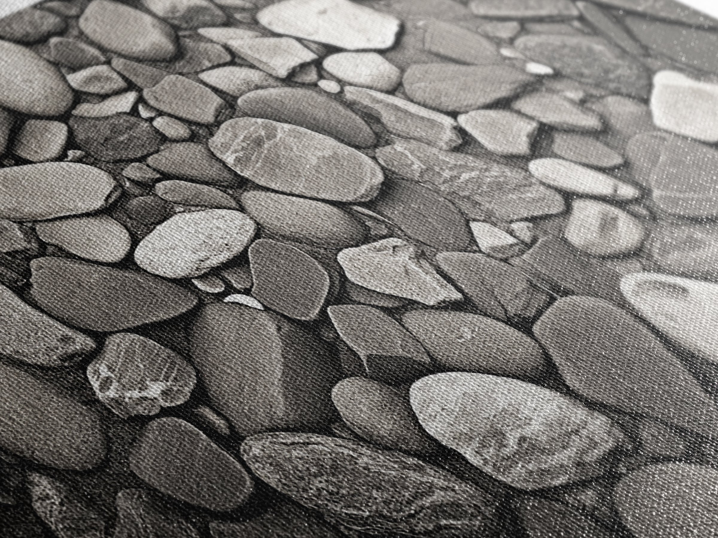 River Stones, Zen Rock Pattern, Natural Earth Tones, Minimal Decor, Framed Canvas Print, Modern Bathroom Spa Wall Art, Living Room Wall Art