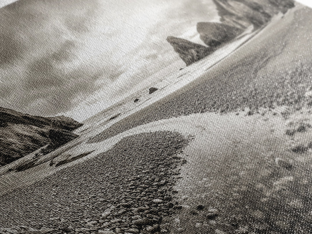 Coastal Pebble Beach, Pacific Shoreline, Serene Nature Landscape, Framed Canvas Print, Neutral Bedroom or Fall Living Room Wall Art