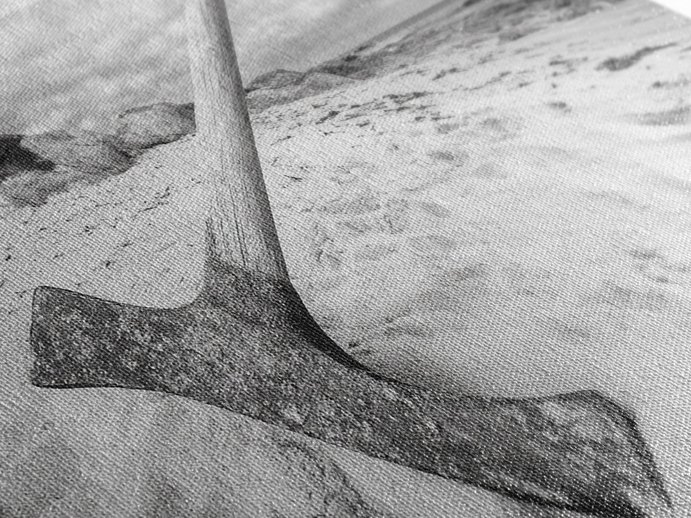 Axe in Sand, Abandoned Tool Scene, Rustic Coastal Mood, Framed Canvas Print, Cabin Wall Art or Moody Fall Living Room Decor, Bathroom Wall Art