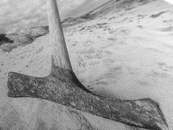 Axe in Sand, Abandoned Tool Scene, Rustic Coastal Mood, Framed Canvas Print, Cabin Wall Art or Moody Fall Living Room Decor, Bathroom Wall Art