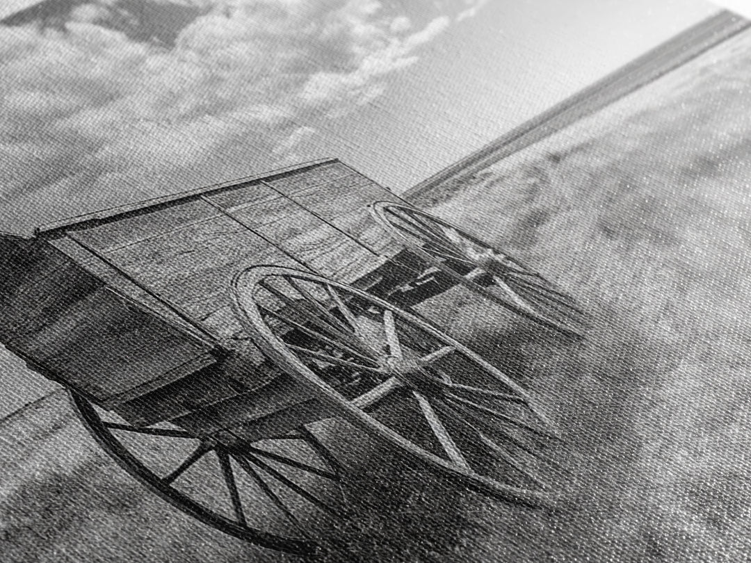 Prairie Wagon, Western Landscape, Old West Photography, Framed Canvas Print, Farmhouse Entryway or Rustic Fall Living Room Art