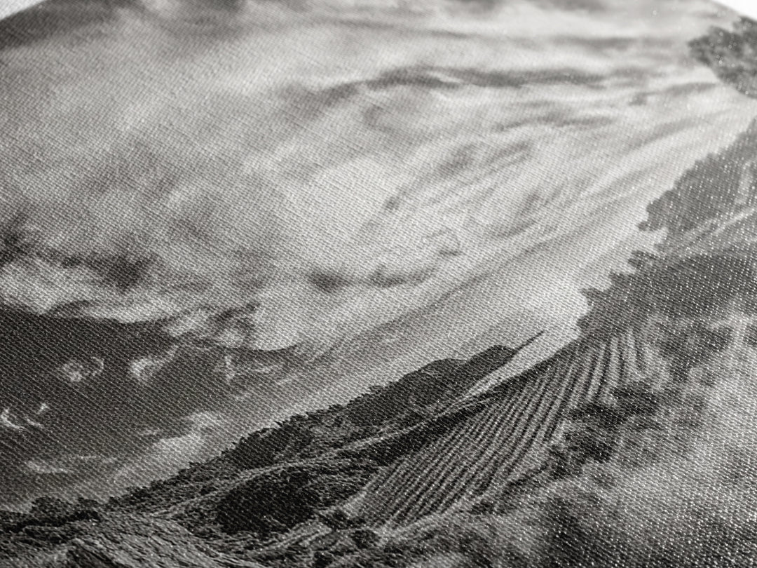 Coastal Hillside Sunset, Vineyard Ocean View, Rolling Landscape Art, Framed Canvas Print, Kitchen Wall Art, California Scenery