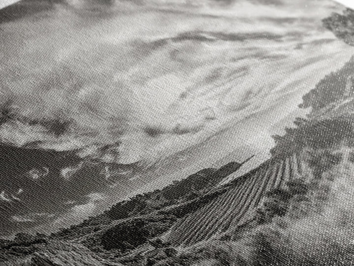 Coastal Hillside Sunset, Vineyard Ocean View, Rolling Landscape Art, Framed Canvas Print, Kitchen Wall Art, California Scenery