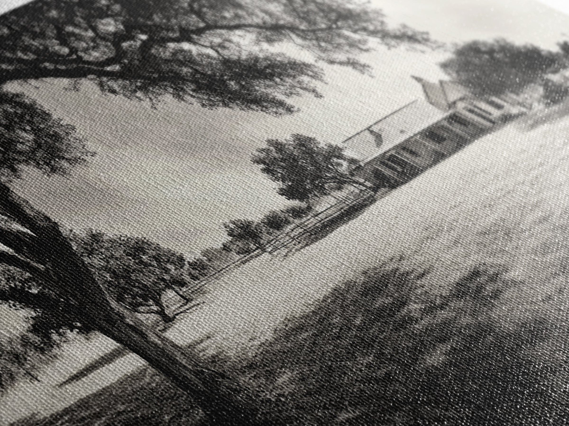 Country Farmhouse Shade, Texas Ranch Home, Oak Tree Horizon, Framed Canvas Print, Rustic Decor, Entryway or Dining Room Art