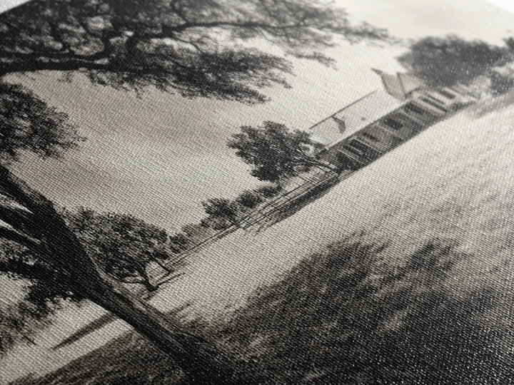 Country Farmhouse Shade, Texas Ranch Home, Oak Tree Horizon, Framed Canvas Print, Rustic Decor, Entryway or Dining Room Art