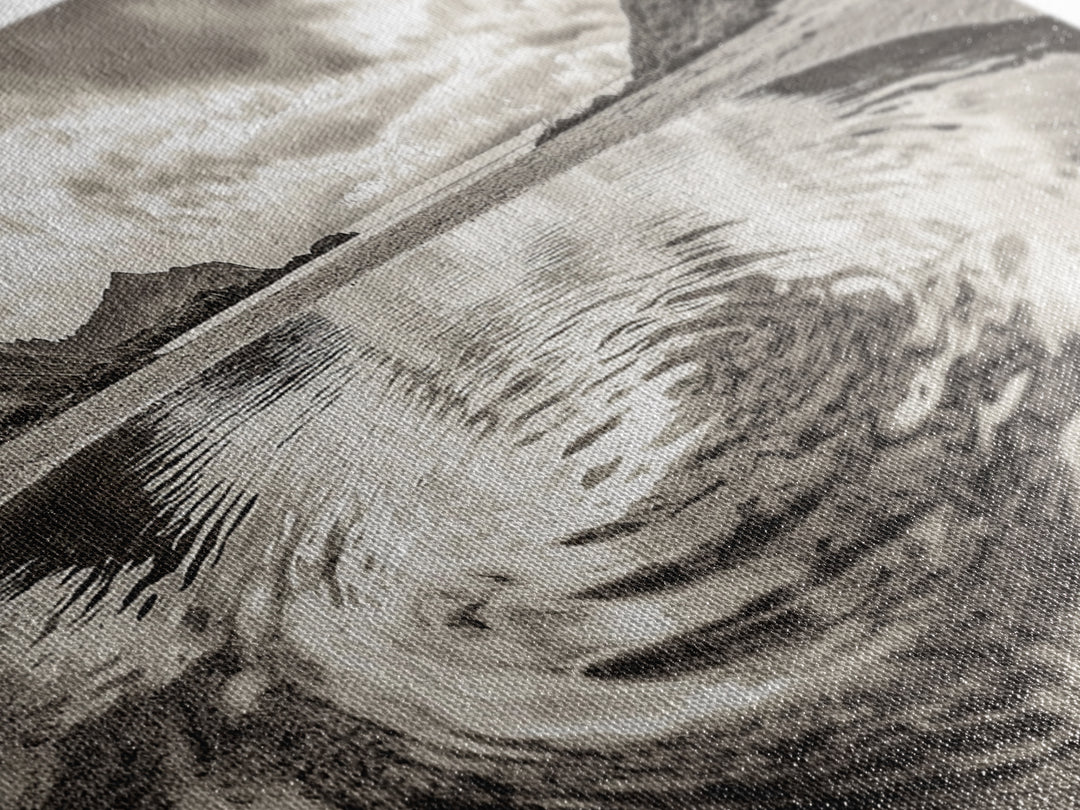 Rippled Water, Mountain View, Serene Beach, Nature Landscape, Canvas Print, minimalist art, spa decor, Scandinavian wall accent