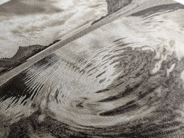 Rippled Water, Mountain View, Serene Beach, Nature Landscape, Canvas Print, minimalist art, spa decor, Scandinavian wall accent