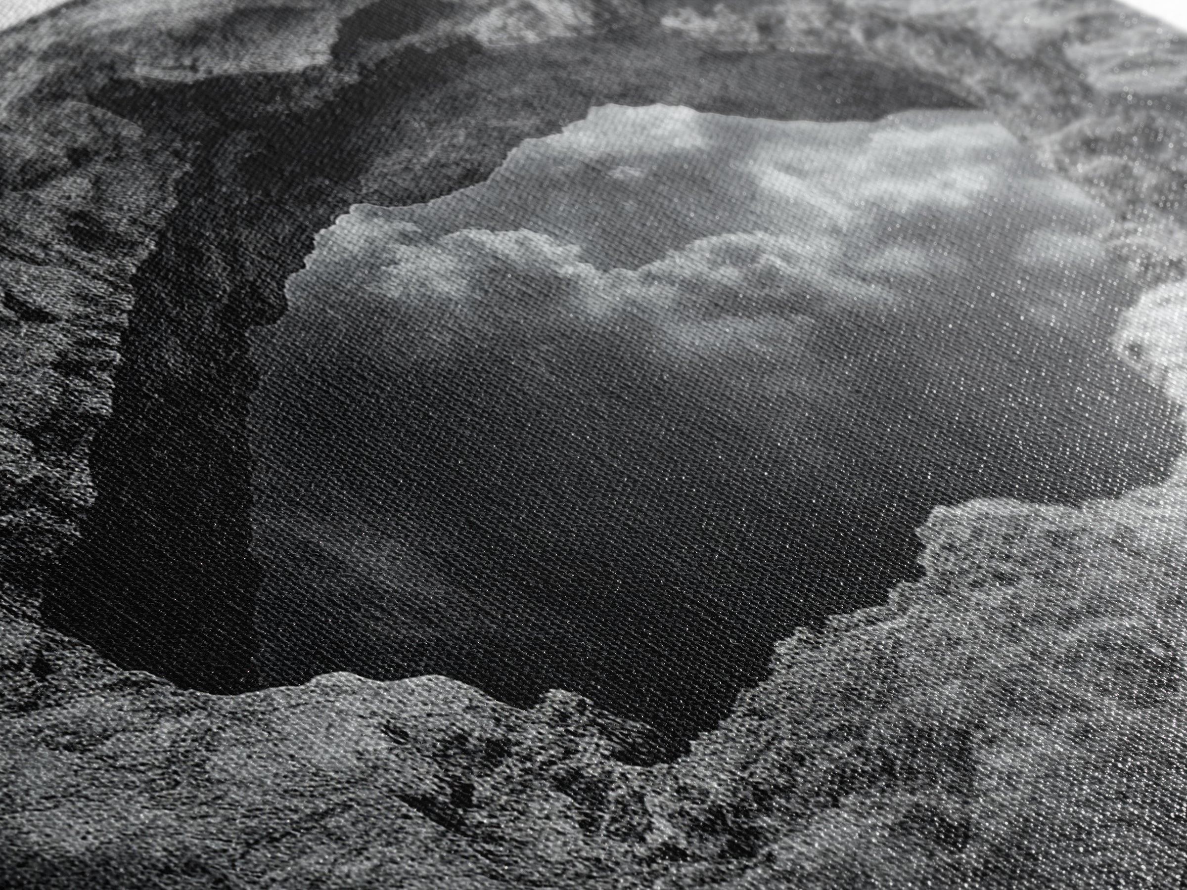Sky Reflection, Stone Pool, Abstract Nature, Moody Minimalist Art, Framed Canvas Print, Bedroom Wall Art, Contemporary Monochrome Decor