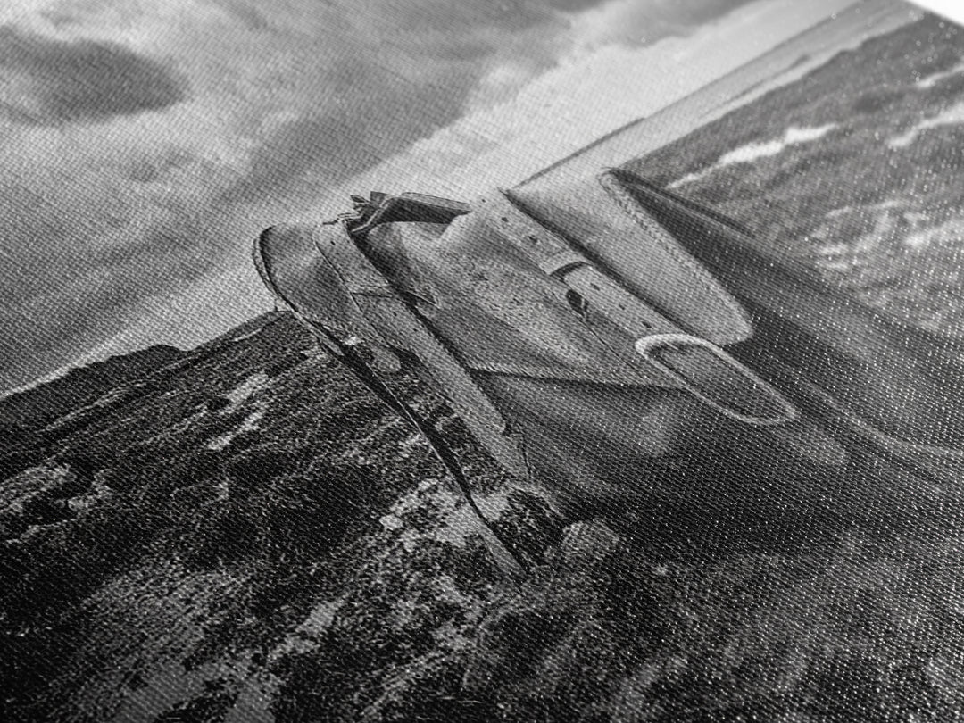 Abandoned Satchel, Coastal Mystery Art, Lost and Found Decor, Moody Beach Scene, Canvas Print, Study Wall Art, Nautical Rustic Aesthetic