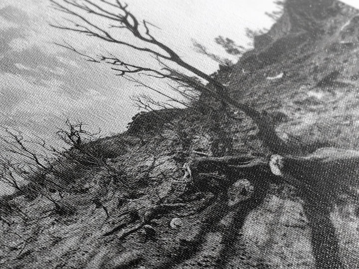 Barren Tree Landscape, Post Fire Terrain, Dystopian Forest Scene, Survival Mood, Canvas Print, Office Wall Art, Dark Nature Decor