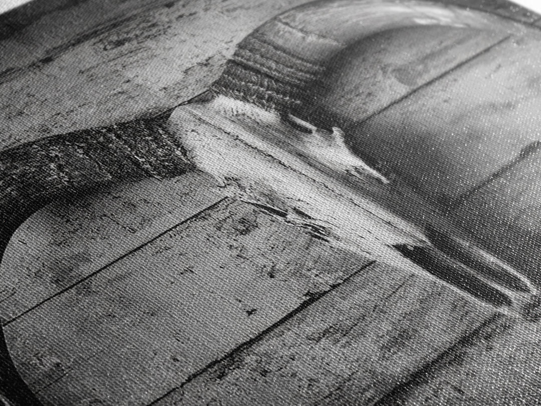 Bull Skull, Rustic Horns, Western Cabin Decor, Weathered Wood, Framed Canvas Print, Farmhouse Wall Art, Cowboy Office Decor, Rustic Wall Art