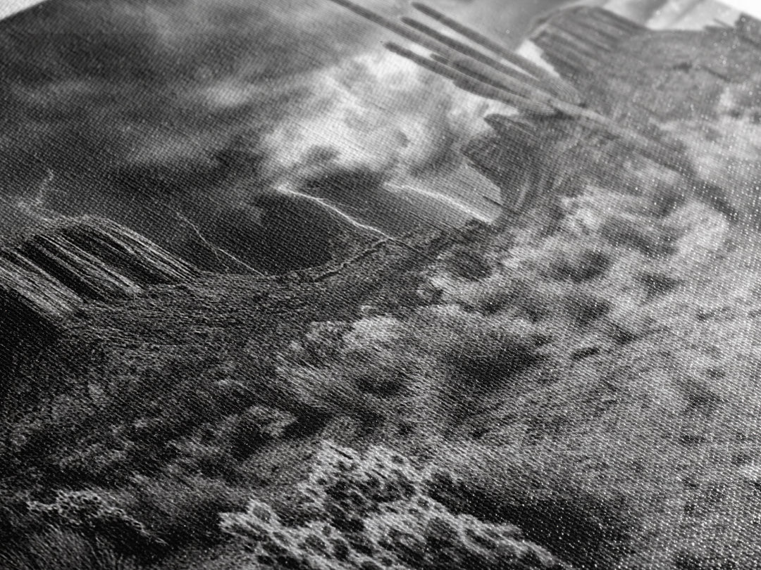 Desert Storm Scene, Lightning Landscape, Southwest Art, Dramatic Skies, Framed Canvas Print, Western Wall Art, Rustic Living Room Decor