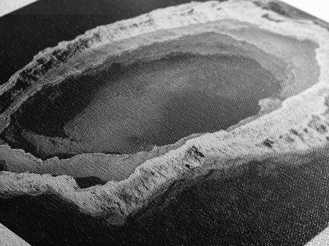 Natural Mineral Pool, Geothermal Abstract, Monochrome Texture, Framed Canvas Print, Minimalist Wall Art, Bathroom or Spa Decor