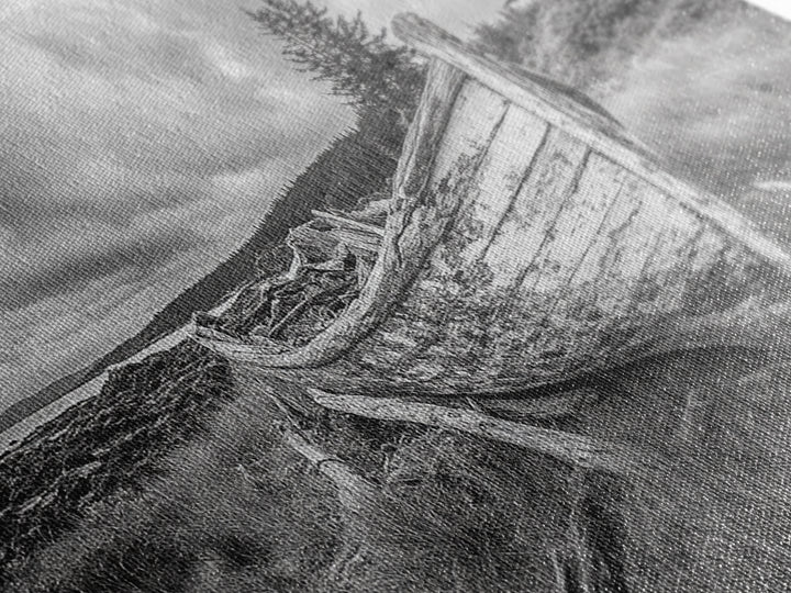 Abandoned Boat, Weathered Vessel, Coastal Forest, Framed Canvas Print, Farmhouse Wall Art, Rustic Cabin Decor, Autumn Vibe, Living Room Art