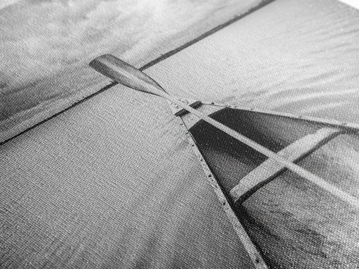 Canoe Lake, Adventure Paddle, Calm Waters, Cloudy Sky, Framed Canvas Print, Minimalist Art, Office Wall Decor, Nature Lover Style