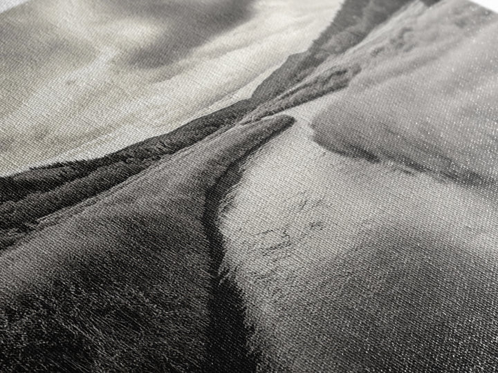 River Valley, Flowing Stream, Grassy Hills, Wilderness Calm, Framed Canvas Print, rustic home decor, Fall art, cabin wall landscape print