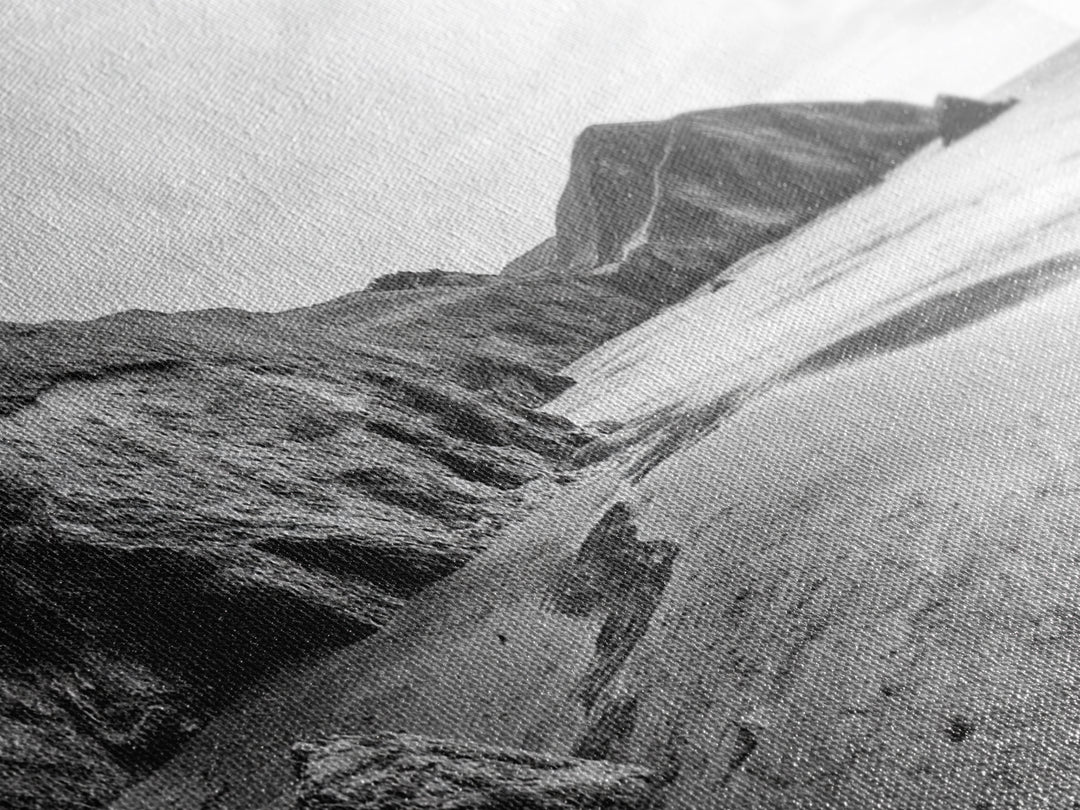 Coastal Cliffs, Ocean Shore, Scenic Beach, Framed Canvas Print, Nature Photography, Bathroom Wall Art, Neutral Tones, Coastal Home Decor