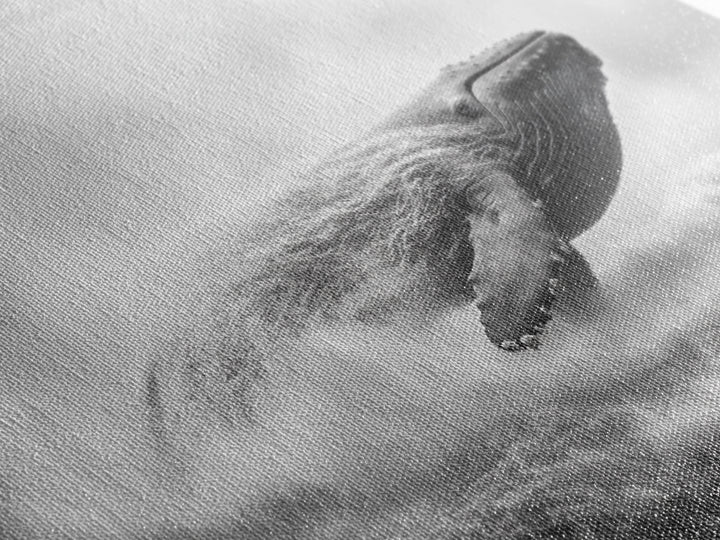 Breaching Whale, Ocean Waves, Marine Power, Framed Canvas Print, Nautical Bathroom Wall Art, Whale Watching Theme, Coastal Photography Art