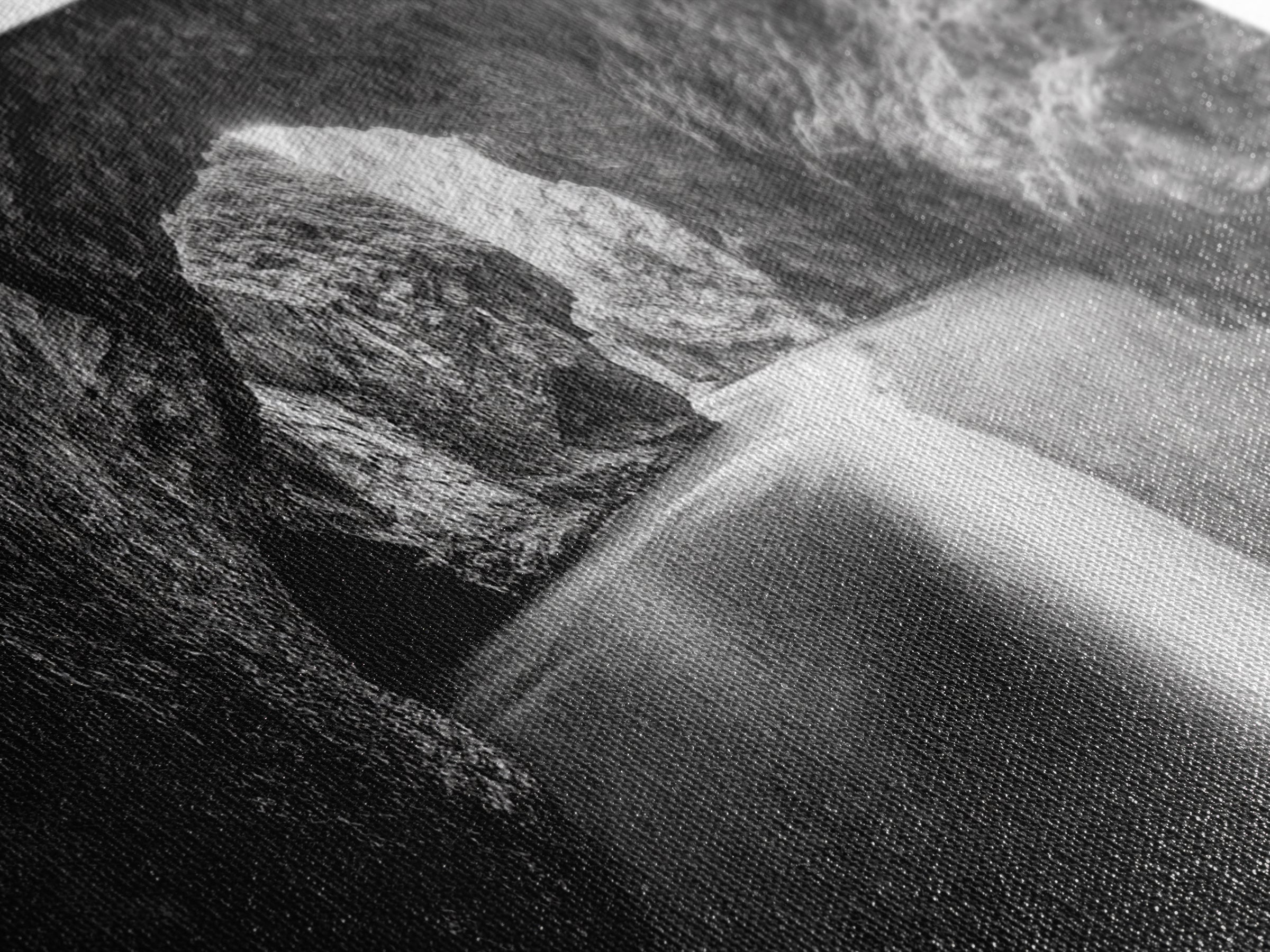 Ocean Cave Flow, Coastal Rock Wall Art, Moody Nature Seascape, Black White Beach Decor, Boho Bathroom Accent, Canvas Print, Monochrome Art