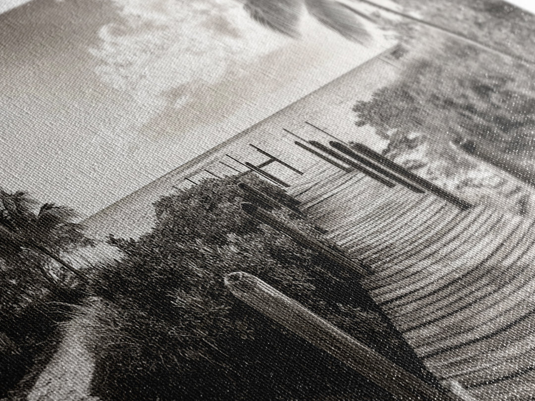 Beach Path, Coastal Dock, Tropical Palms, Canvas Print, Vacation Vibes, Boho Seaside Decor, Bathroom Wall Art, Nautical Island Landscape