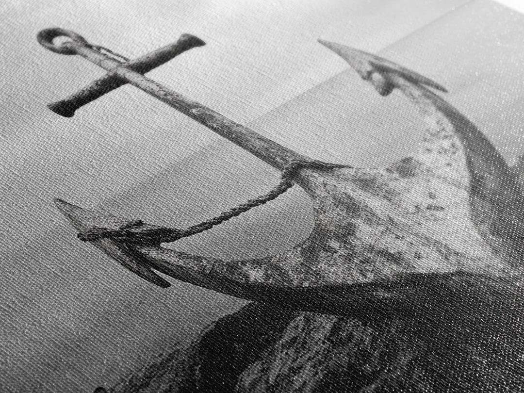 Nautical Anchor Art, Coastal Photography, Rustic Beach Decor, Framed Canvas Print, Bathroom or Lake House Wall Art, Minimal Style