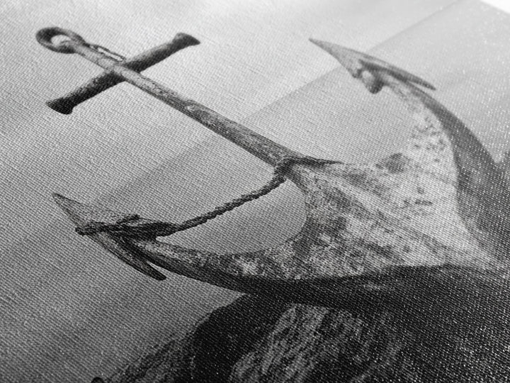 Nautical Anchor Art, Coastal Photography, Rustic Beach Decor, Framed Canvas Print, Bathroom or Lake House Wall Art, Minimal Style