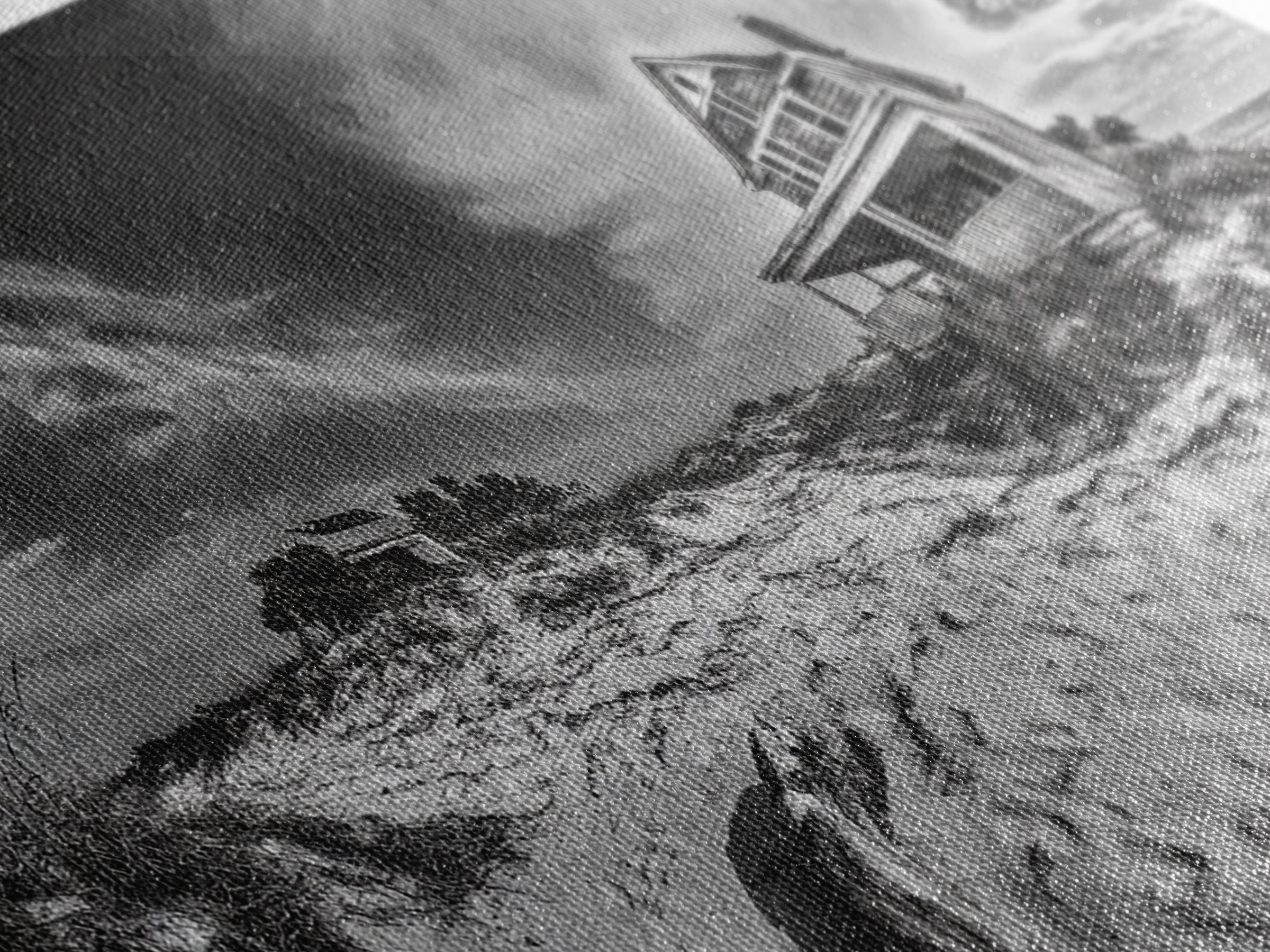 Abandoned House, Beach Shack, Coastal Ruins, Windy Sky, Canvas Print, Rustic Wall Art, Fall Home Decor, Dramatic Seaside Scene