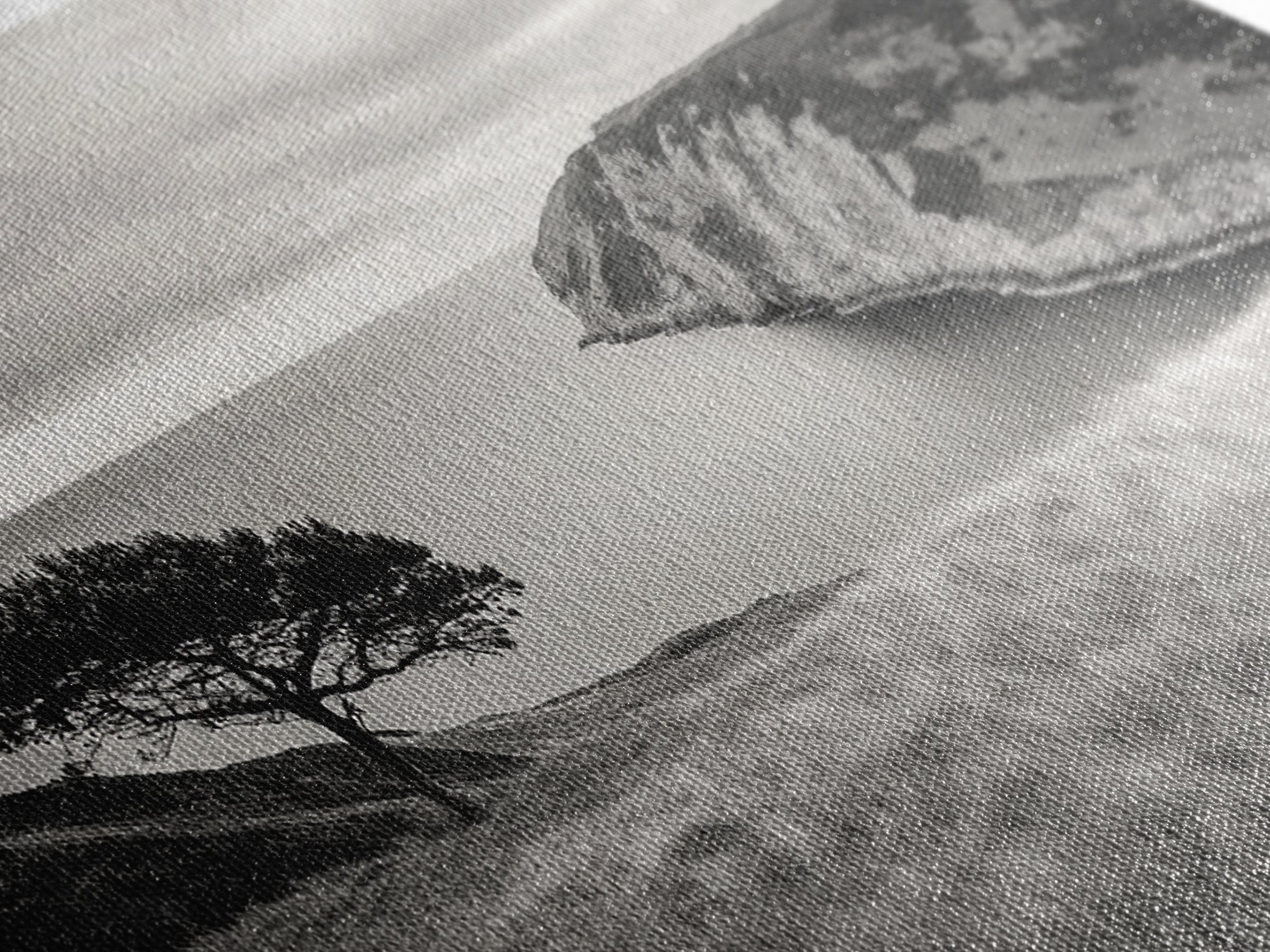 Coastal Cliff View, Solitary Tree Scene, Modern Minimalist Style, Framed Canvas Print, Calm Neutral Wall Art, Living Room Decor