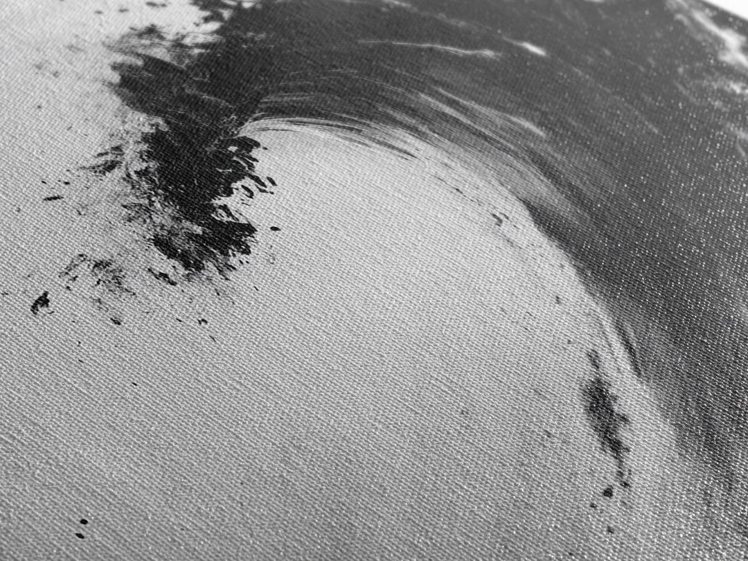 Abstract Wave, Black White, Modern Ink, Ocean Motion, Canvas Print, Minimalist Art, Office Wall Decor, Contemporary Coastal Style