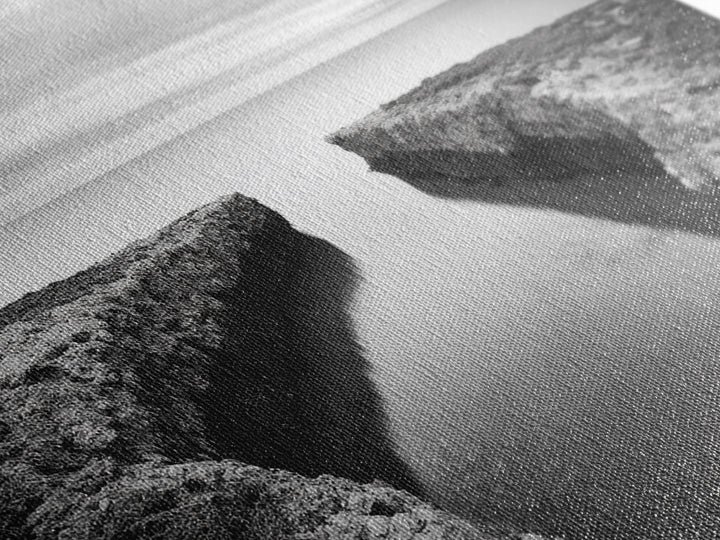 Rocky Inlet, Ocean View, Symmetry Nature, Coastal Zen, Canvas Print, Minimalist Bathroom Art, Tranquil Bedroom Wall Decor, Entryway Accent