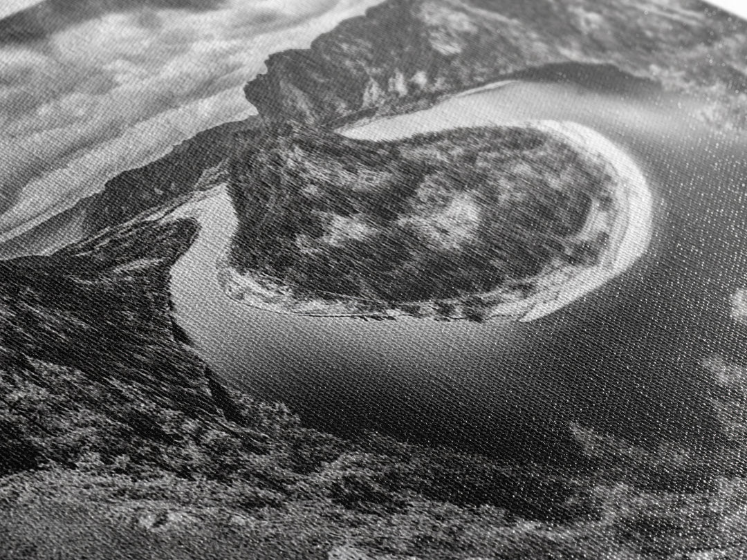 River Bend Landscape, Mountain View Aerial, Nature Panorama Scene, Framed Canvas Print, Cabin Wall Art, Adventure Boho Art, Living Room Wall Art