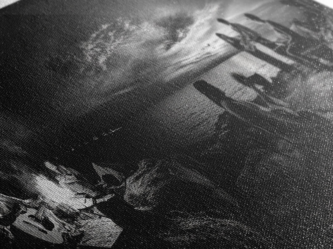 Campfire Gathering, Boho Night Vibes, Music Outdoors Scene, Framed Canvas Print, Living Room Wall Art, Folk Rustic Aesthetic