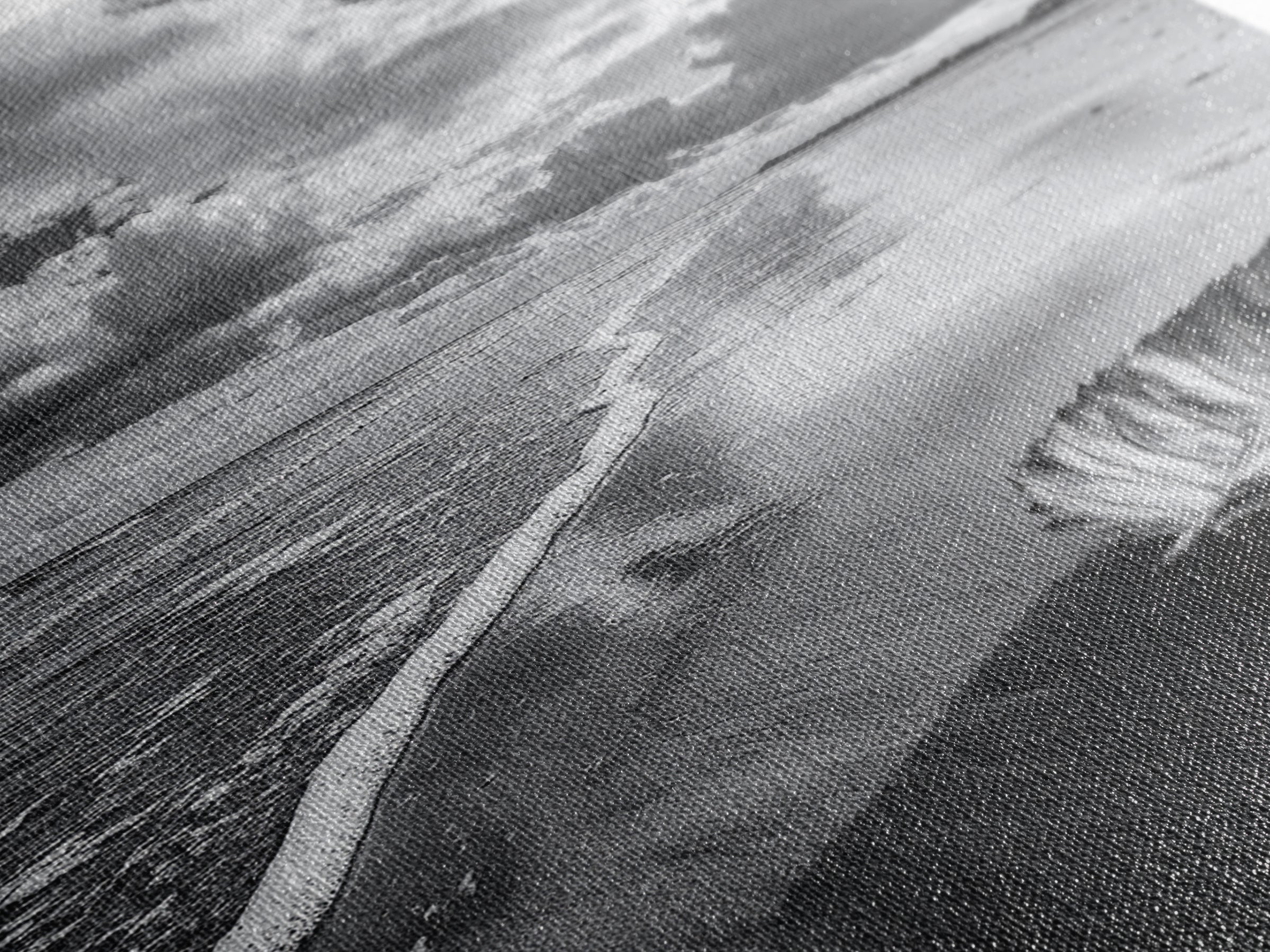 Autumn Beach Leaf, Drift Shore, Moody Cloudscape, Black and White Fall Art, Framed Canvas Print, Seasonal Wall Decor, Rustic Autumn Style