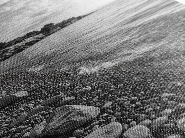 Pebble Beach, Tranquil Coastline, Coastal Stones, Sunrise Shore, Canvas Print, Bathroom Wall Art, Ocean Photography, Beach House Decor