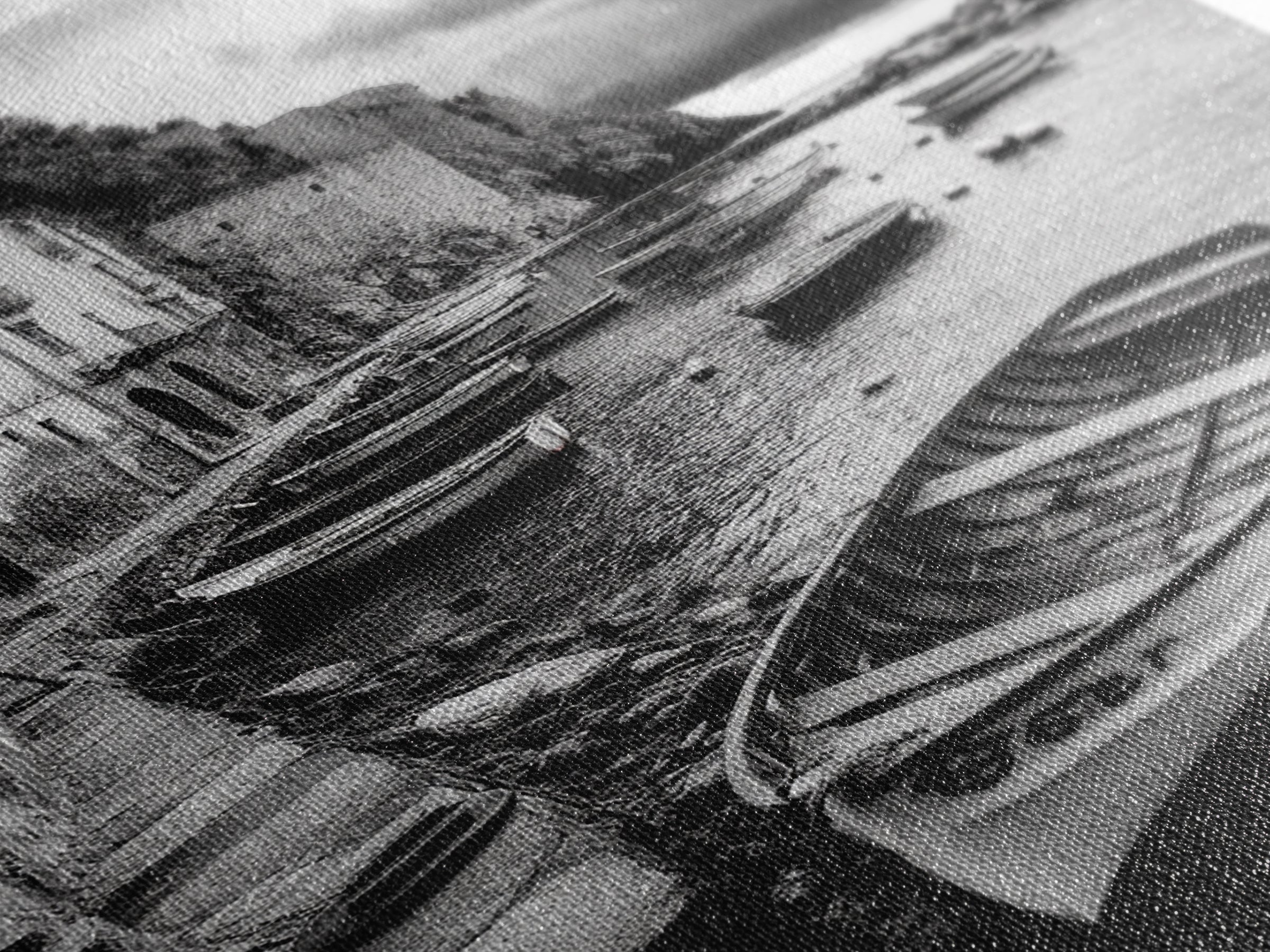 Coastal Village, Fishing Boats, Mediterranean Harbor, Seaside Charm, Framed Canvas Print, Nautical Kitchen Wall Art, Fall Decor Accent