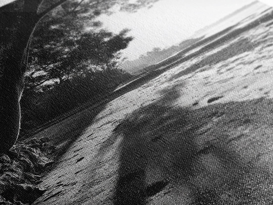 Coastal Shadows Path, Black and White Landscape, Framed Canvas Print, Entryway Art, Calm Nature Scene, Moody Coastal Wall Decor