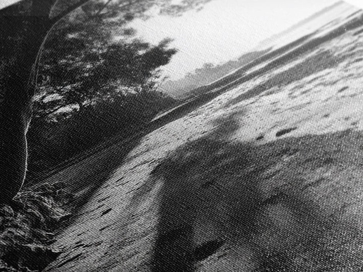 Coastal Shadows Path, Black and White Landscape, Framed Canvas Print, Entryway Art, Calm Nature Scene, Moody Coastal Wall Decor