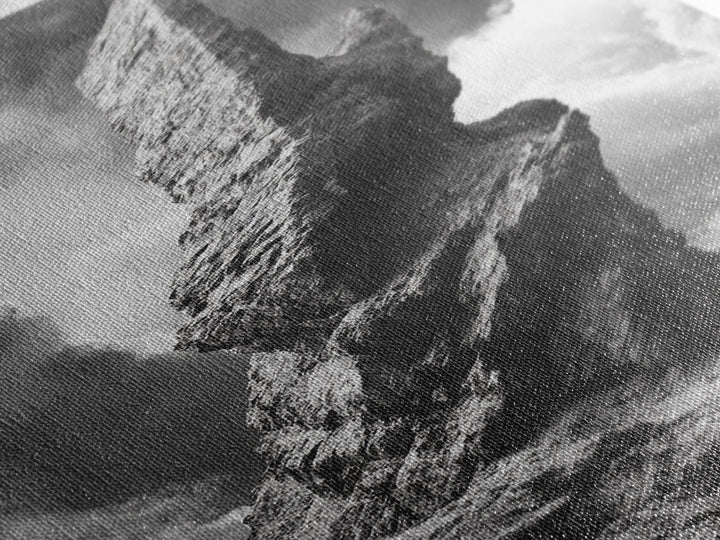 Abstract Rock Tower, Nature Photography, Stormy Sky, Canvas Print, Rustic Decor, Earthy Wall Art, Living Room Art, Moody Landscape Print