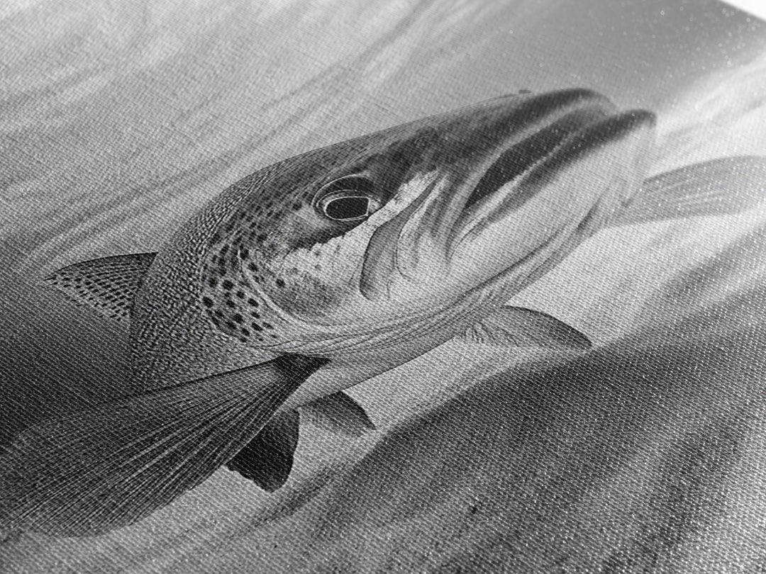 Underwater Trout Closeup, Realistic Fish, Nature Photography, Canvas Print, Man Cave Art, Fishing Lover Gift, Rustic Lake Decor