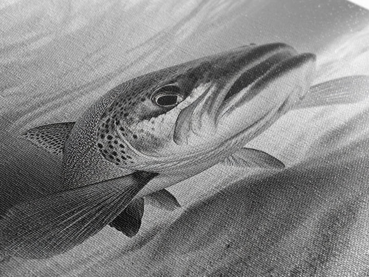 Underwater Trout Closeup, Realistic Fish, Nature Photography, Canvas Print, Man Cave Art, Fishing Lover Gift, Rustic Lake Decor