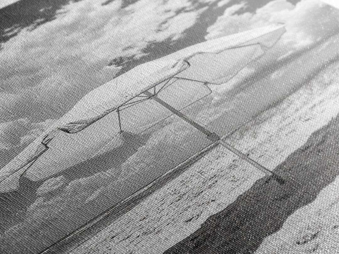 Beach Umbrella, Sunny Escape, Coastal Cloudscape, Framed Canvas Print, Summer Vibe Wall Art, Outdoor Living Decor, Travel Mood