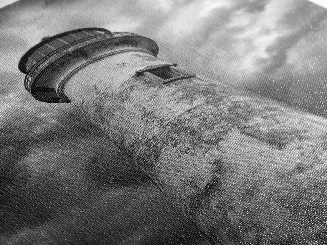 Stormy Lighthouse Closeup, Dramatic Skies, Weathered Beacon, Canvas Print, Coastal Decor, Dark Nautical Wall Art, Moody Ocean Theme