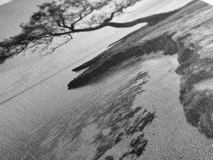 Coastal Tree Silhouette, Serene Nature Art, Ocean Wall Scene, Framed Canvas Print, Beach House Decor, Minimalist Design