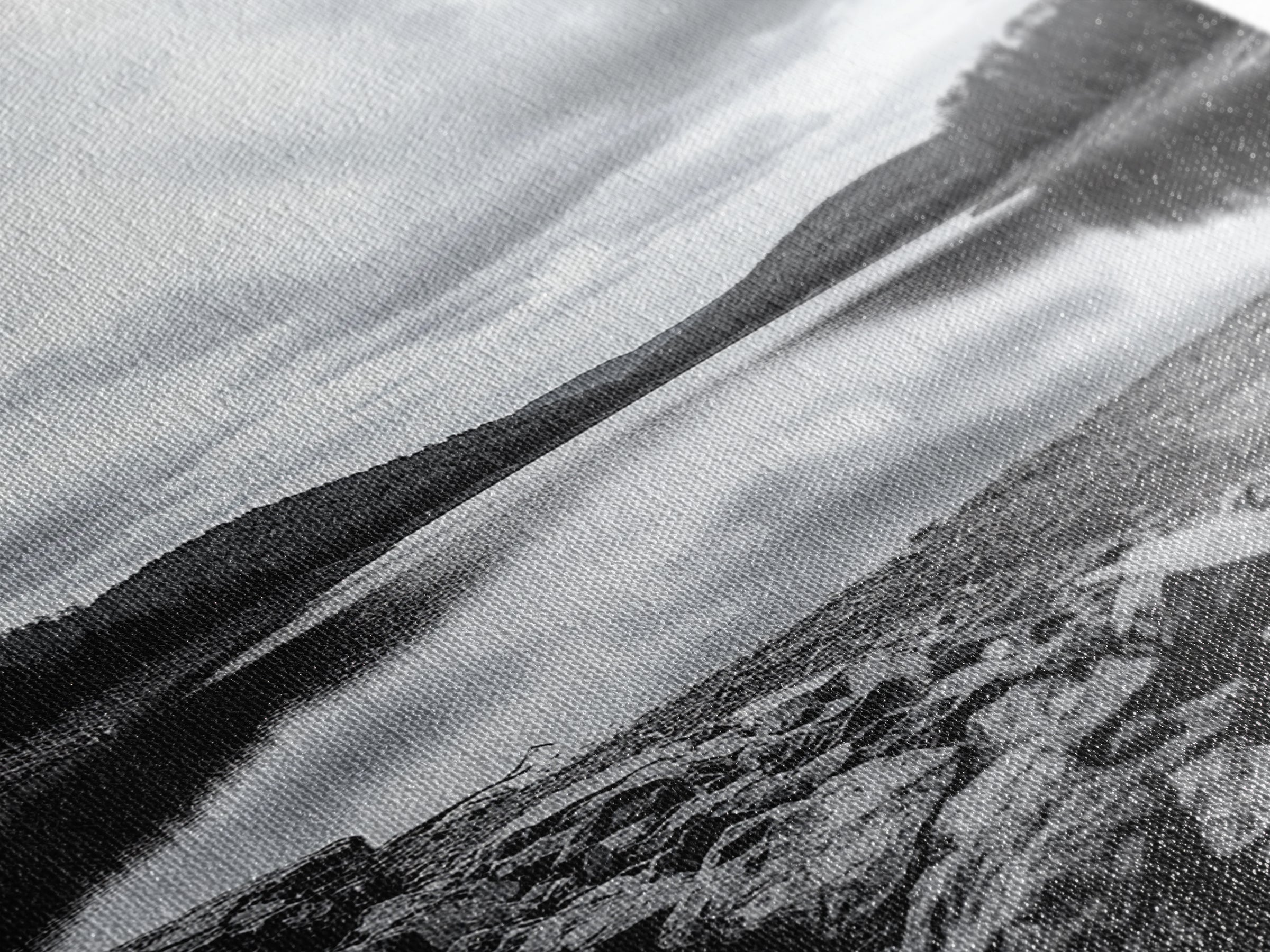 Misty Lake View, Peaceful Reflections, Nature Tranquility, Framed Canvas Print, Bedroom Wall Art, Black and White Landscape, Minimalist Art