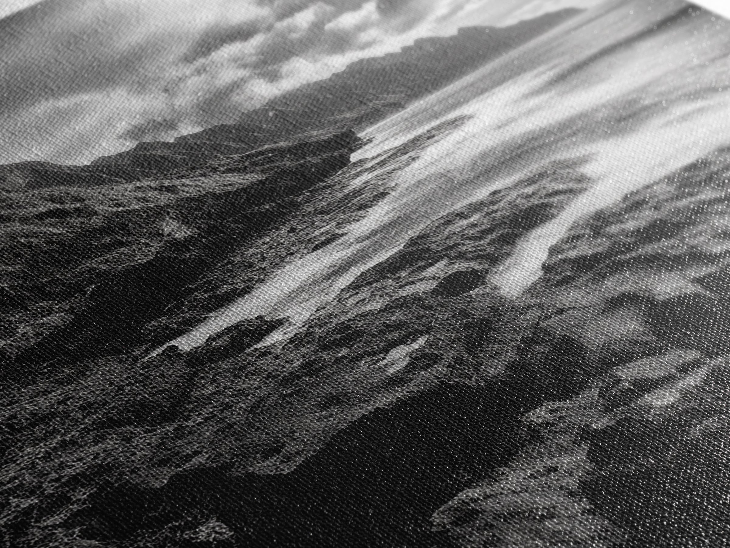 Coastal Cliffs, Ocean Horizon, Wild Waves, Framed Canvas Print, Bathroom Wall Art, Black and White Seascape, Coastal Decor, Moody Art