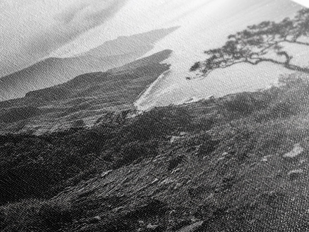 Coastal Cliff, Ocean Horizon, Hiking Trail, Framed Canvas Print, Nature Photography, Boho Wall Art, Living Room Decor, Minimalist Earth Tones