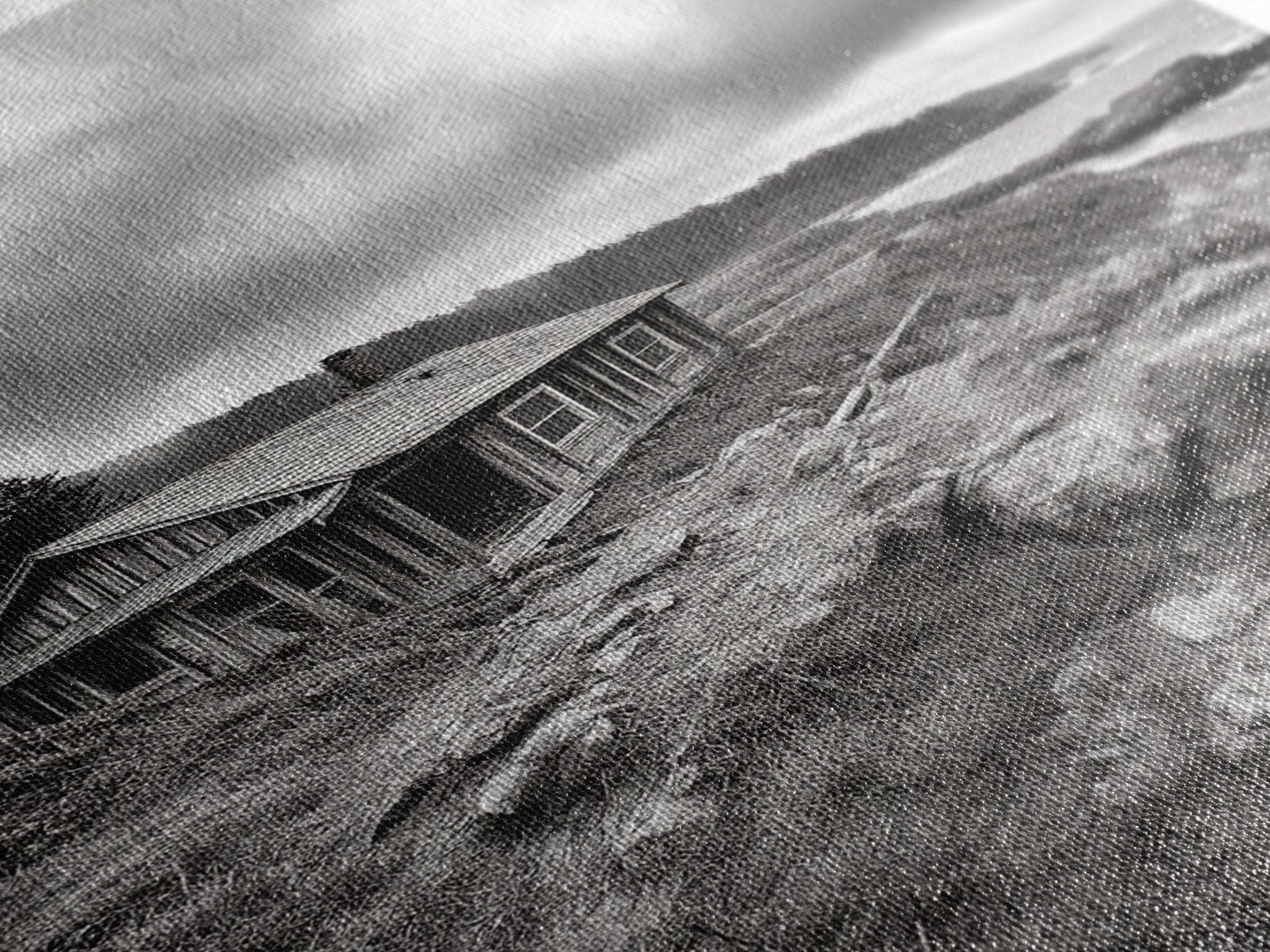 Abandoned Cabin, Coastal Cliff, Moody Landscape, Autumn Wall Art, Framed Canvas Print, Living Room Rustic Art, Farmhouse Aesthetic