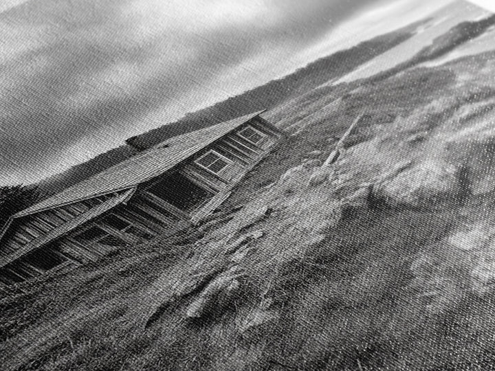 Abandoned Cabin, Coastal Cliff, Moody Landscape, Autumn Wall Art, Framed Canvas Print, Living Room Rustic Art, Farmhouse Aesthetic