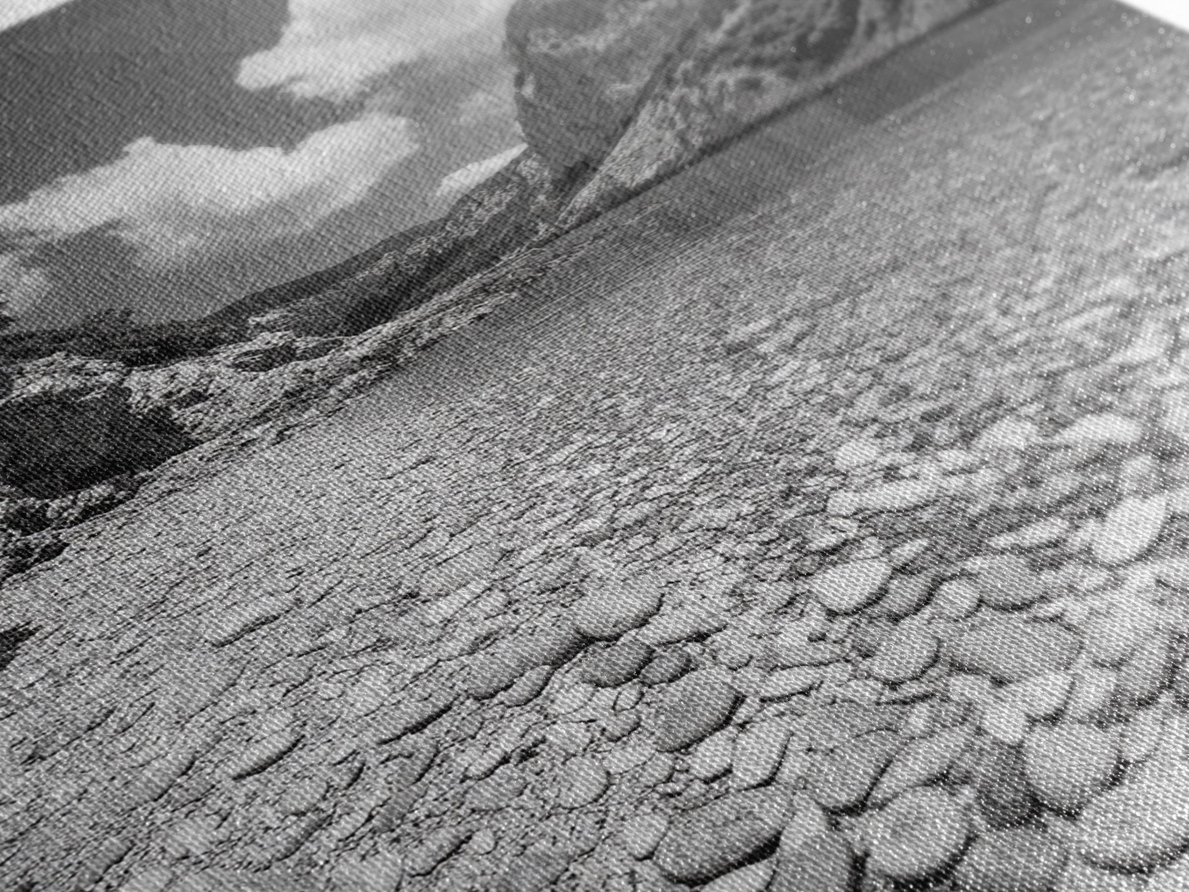 Rocky Beach, Crystal Water, Mountain Backdrop, Framed Canvas Print, tranquil lake art, minimalist decor, natural wall art